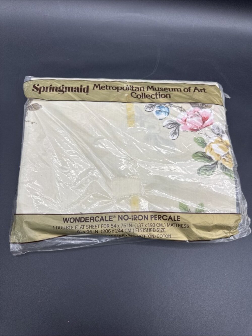 VTG Springmaid Metro Museum Of Art Palace Garden Floral Double Flat Sheet